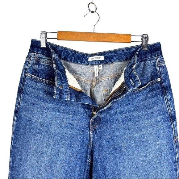 GOOD AMERICAN GOOD VINTAGE RIPPED RIGID COTTON ANKLE STRAIGHT LEG JEANS - Picture 9 of 14